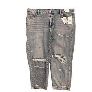 Jessica Simpson Harmony High Rise Straight Distressed Glitter‎ Blue Jeans 22W